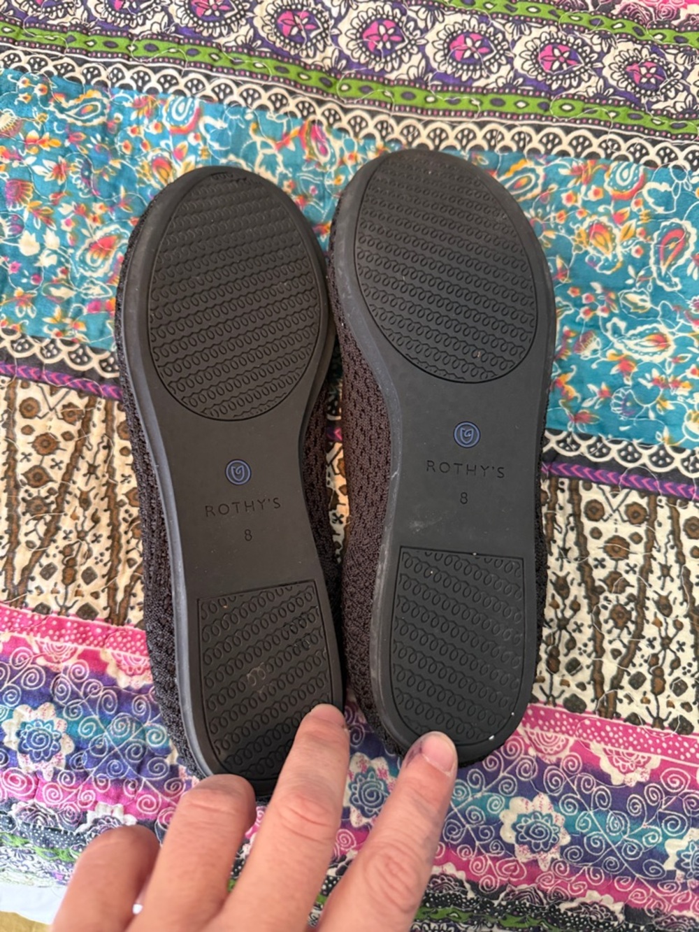 Rothy's Black Knit Flats with Blue Trim - Picture 4 of 4